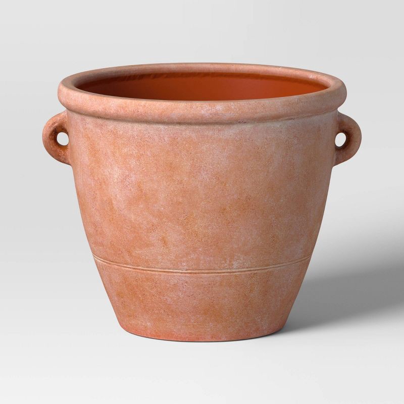 slide 1 of 4, Threshold designed w/Studio McGee Antique Ceramic Outdoor Planter Pot 13.31"x12.13" Terracotta Orange - Threshold™ designed with Studio McGee, 1 ct