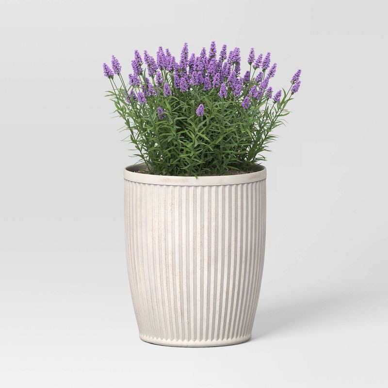 slide 3 of 4, Threshold designed w/Studio McGee Weathered Ribbed Composite Indoor Outdoor Planter Pot 12"x12"x14.3" Off-White - Threshold™ designed with Studio McGee, 1 ct