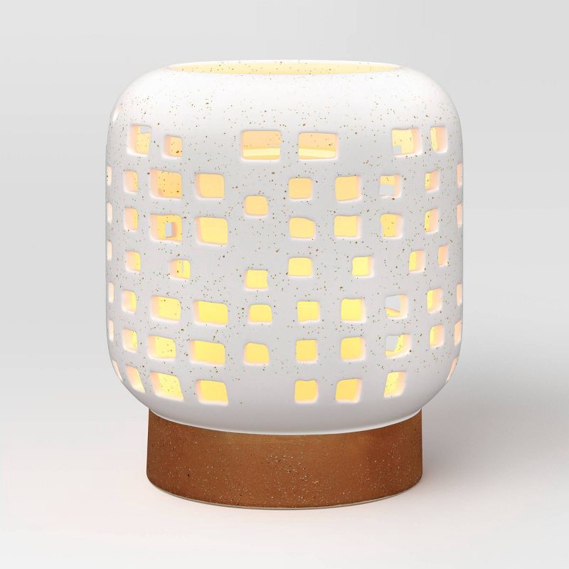 slide 3 of 5, 7.17"x6.26" Pillar Ceramic Lantern Candle Holder White - Threshold™, 1 ct