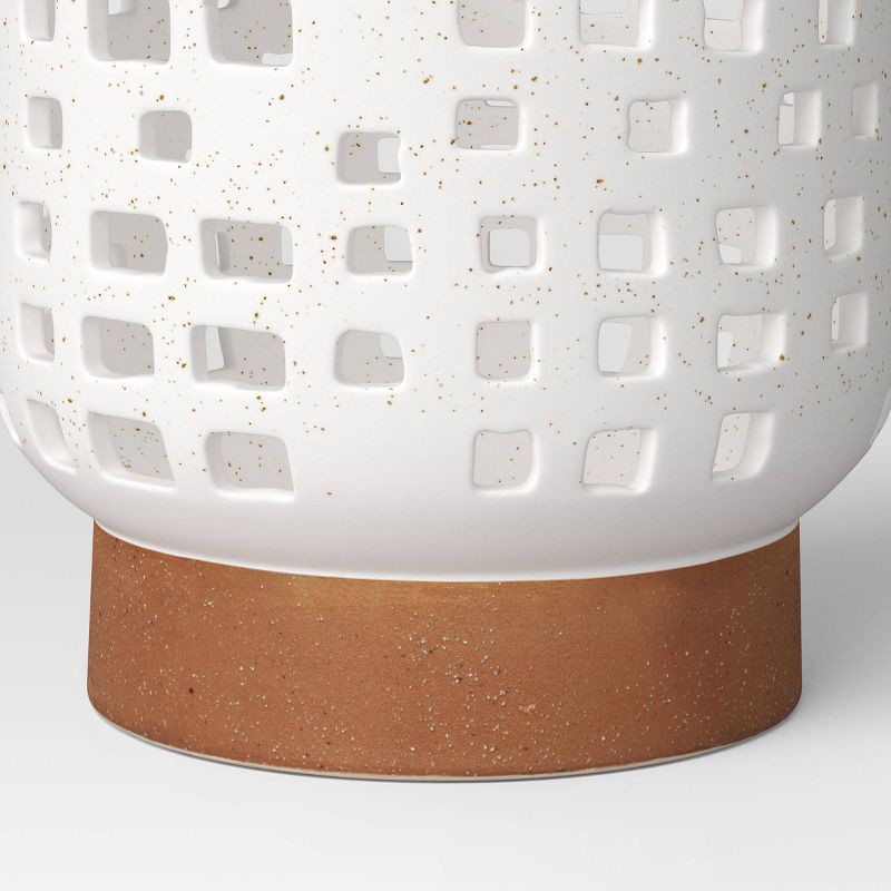 slide 4 of 5, 7.17"x6.26" Pillar Ceramic Lantern Candle Holder White - Threshold™, 1 ct