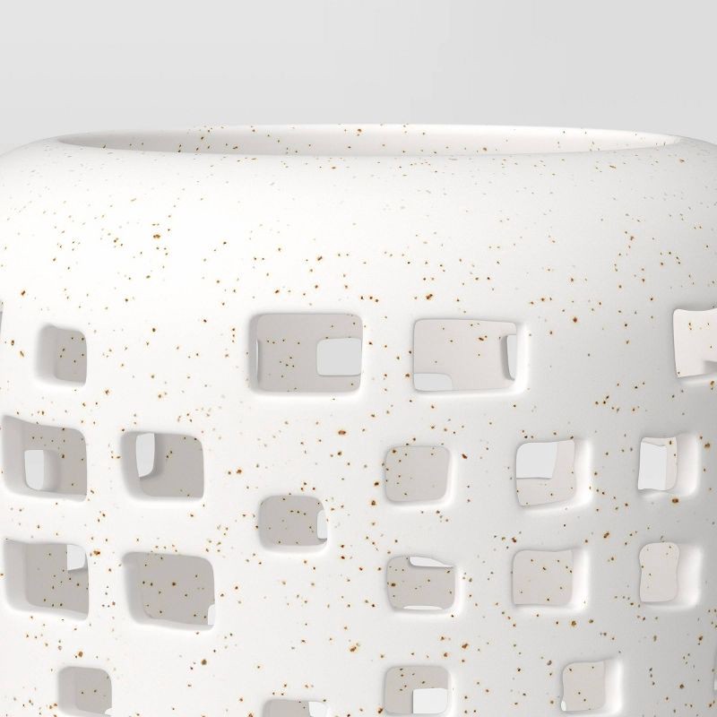 slide 5 of 5, 7.17"x6.26" Pillar Ceramic Lantern Candle Holder White - Threshold™, 1 ct