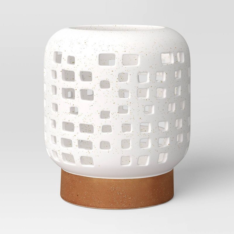 slide 1 of 5, 7.17"x6.26" Pillar Ceramic Lantern Candle Holder White - Threshold™, 1 ct