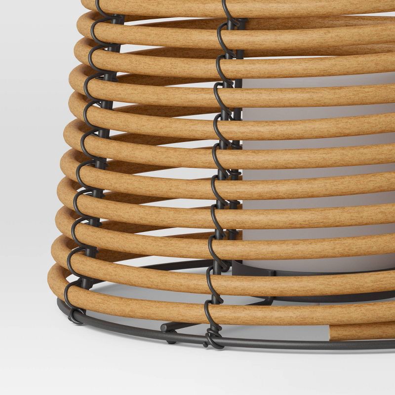 slide 4 of 5, 8" Rattan Battery LED Outdoor Lantern Brown - Threshold™, 1 ct