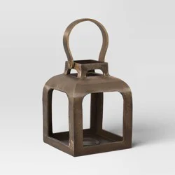 6.5"x6" Pillar Cast Aluminum Lantern Candle Holders Gold - Threshold™