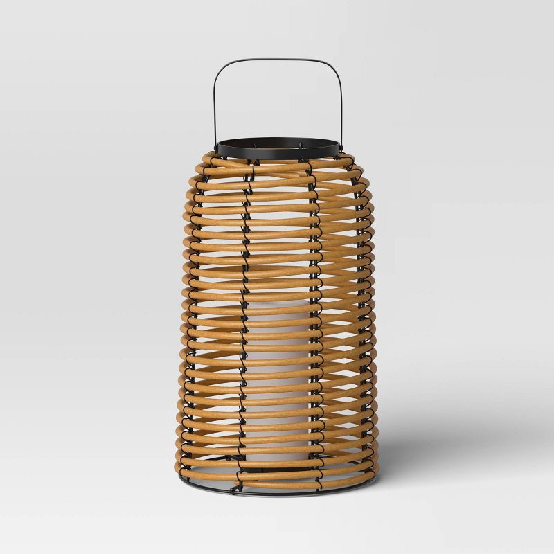 slide 2 of 5, 16" Rattan Battery LED Outdoor Lantern Brown - Threshold™, 1 ct