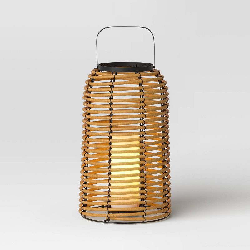 slide 3 of 5, 16" Rattan Battery LED Outdoor Lantern Brown - Threshold™, 1 ct