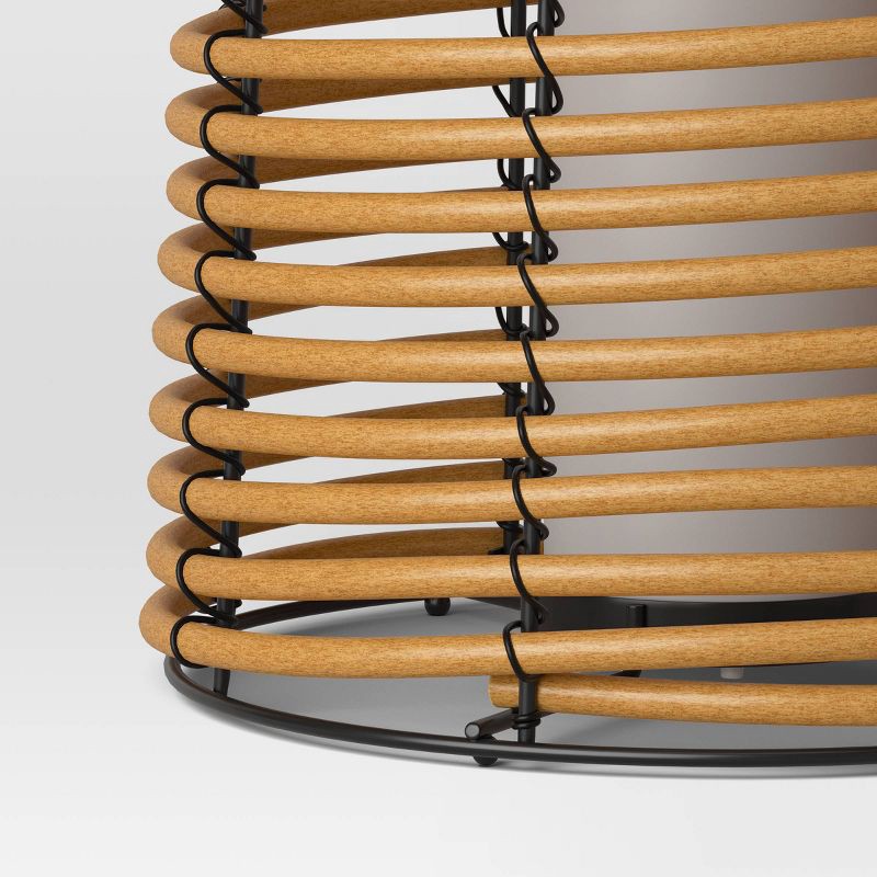 slide 4 of 5, 16" Rattan Battery LED Outdoor Lantern Brown - Threshold™, 1 ct