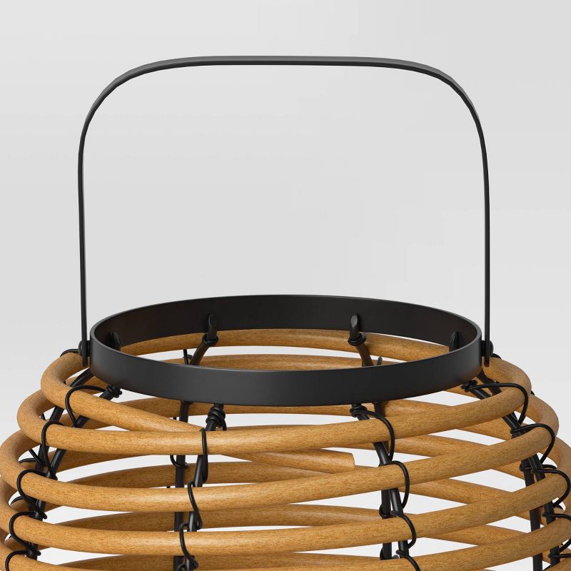 slide 5 of 5, 16" Rattan Battery LED Outdoor Lantern Brown - Threshold™, 1 ct