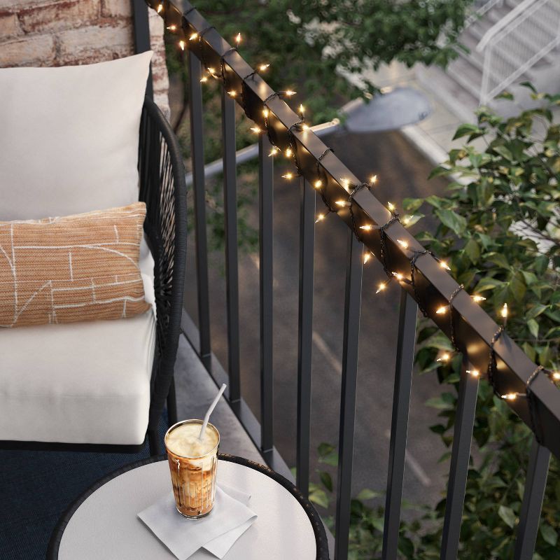 slide 2 of 4, 100ct LED Indoor Outdoor Miniature String Lights Clear Bulbs with Black Wire - Threshold™, 100 ct