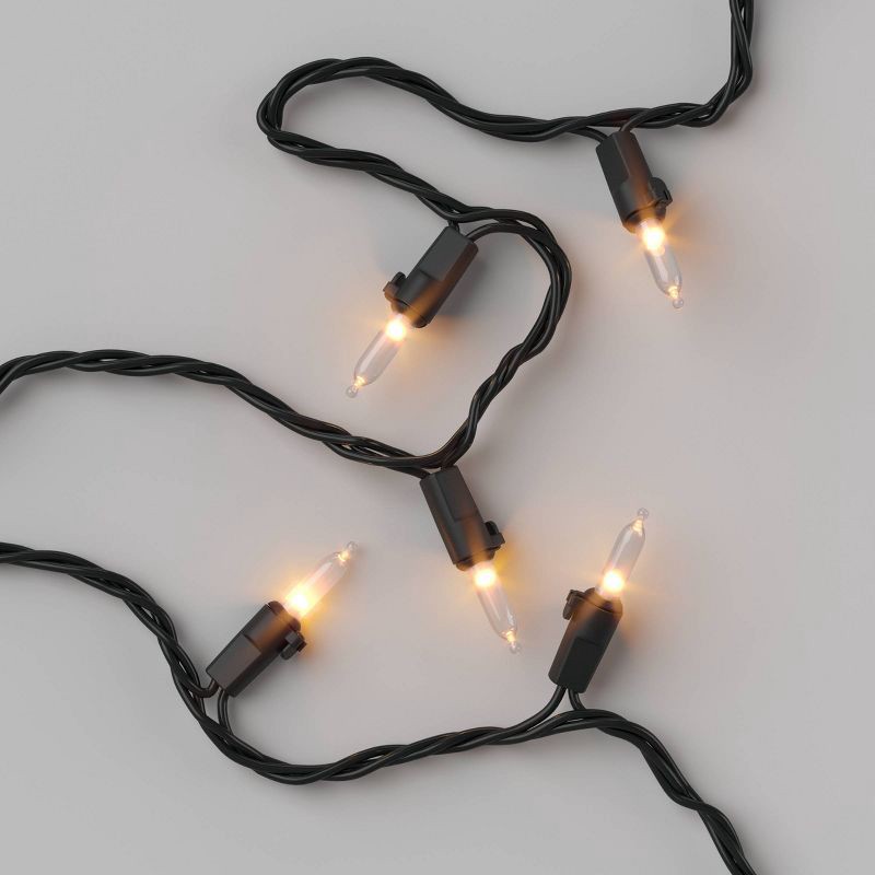 slide 3 of 4, 100ct LED Indoor Outdoor Miniature String Lights Clear Bulbs with Black Wire - Threshold™, 100 ct