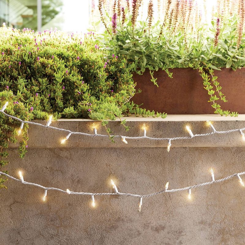 slide 2 of 4, 100ct LED Indoor Outdoor Miniature String Lights Clear Bulbs with White Wire - Threshold™, 100 ct