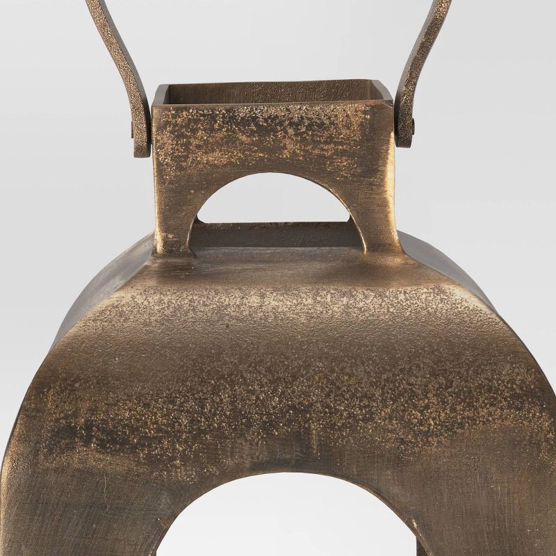 slide 5 of 5, 13"x7.5" Pillar Cast Aluminum Lantern Candle Holders Gold - Threshold™, 1 ct