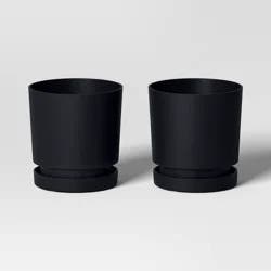 2pc Recycled Resin Indoor Outdoor Planter Pots Black 4"x4"x4" - Room Essentials™