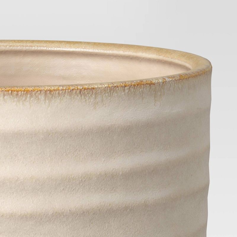 slide 4 of 4, Split Glaze Ceramic Outdoor Planter Pot 8.15"x8.15" White - Threshold™, 1 ct