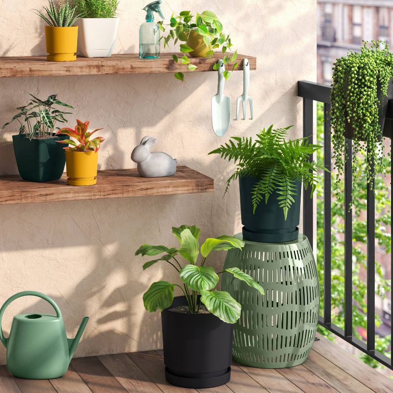 slide 2 of 4, Square Self-Watering Plastic Indoor Outdoor Planter Pot Green 6"x6" - Room Essentials™, 1 ct