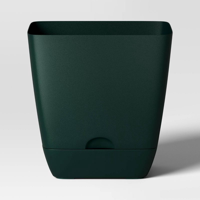 slide 1 of 4, Square Self-Watering Plastic Indoor Outdoor Planter Pot Green 6"x6" - Room Essentials™, 1 ct