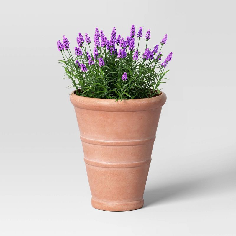 slide 3 of 4, Classic Ribbed Composite Indoor Outdoor Planter Pot 14"x14"x16" Terracotta Pink - Threshold™, 1 ct