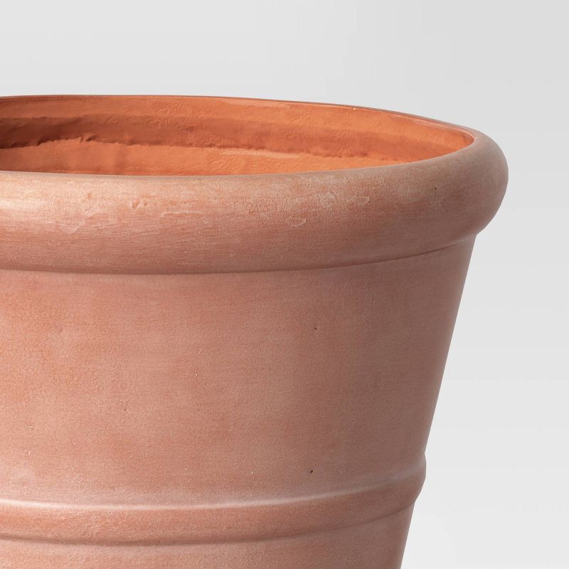slide 4 of 4, Classic Ribbed Composite Indoor Outdoor Planter Pot 14"x14"x16" Terracotta Pink - Threshold™, 1 ct