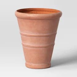 Classic Ribbed Composite Indoor Outdoor Planter Pot 14"x14"x16" Terracotta Pink - Threshold™