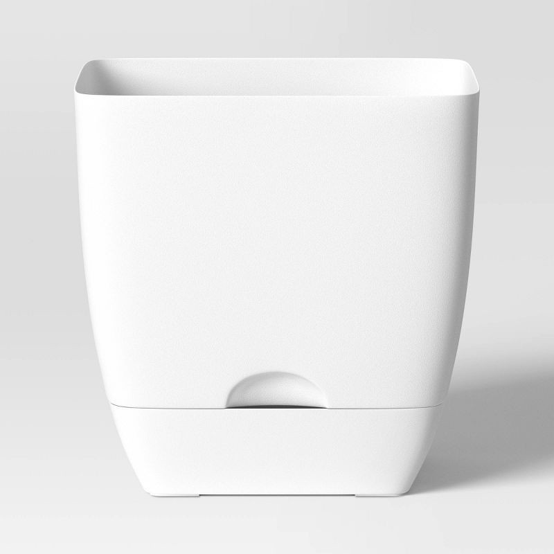 slide 1 of 4, Square Self-Watering Plastic Indoor Outdoor Planter Pot White 10"x10" - Room Essentials™, 1 ct