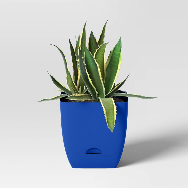 slide 3 of 4, Square Self-Watering Plastic Indoor Outdoor Planter Pot Blue 10"x10" - Room Essentials™, 1 ct