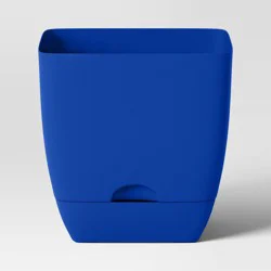 Square Self-Watering Plastic Indoor Outdoor Planter Pot Blue 10"x10" - Room Essentials™
