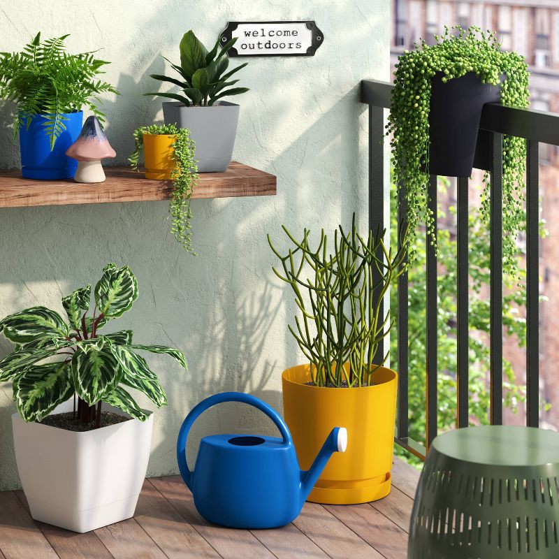 slide 2 of 4, Square Self-Watering Plastic Indoor Outdoor Planter Pot Gray 6"x6" - Room Essentials™, 1 ct