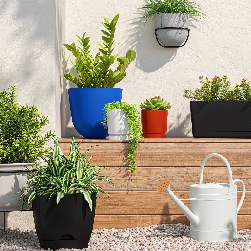 slide 2 of 4, Square Self-Watering Plastic Indoor Outdoor Planter Pot Black 10"x10" - Room Essentials™, 1 ct