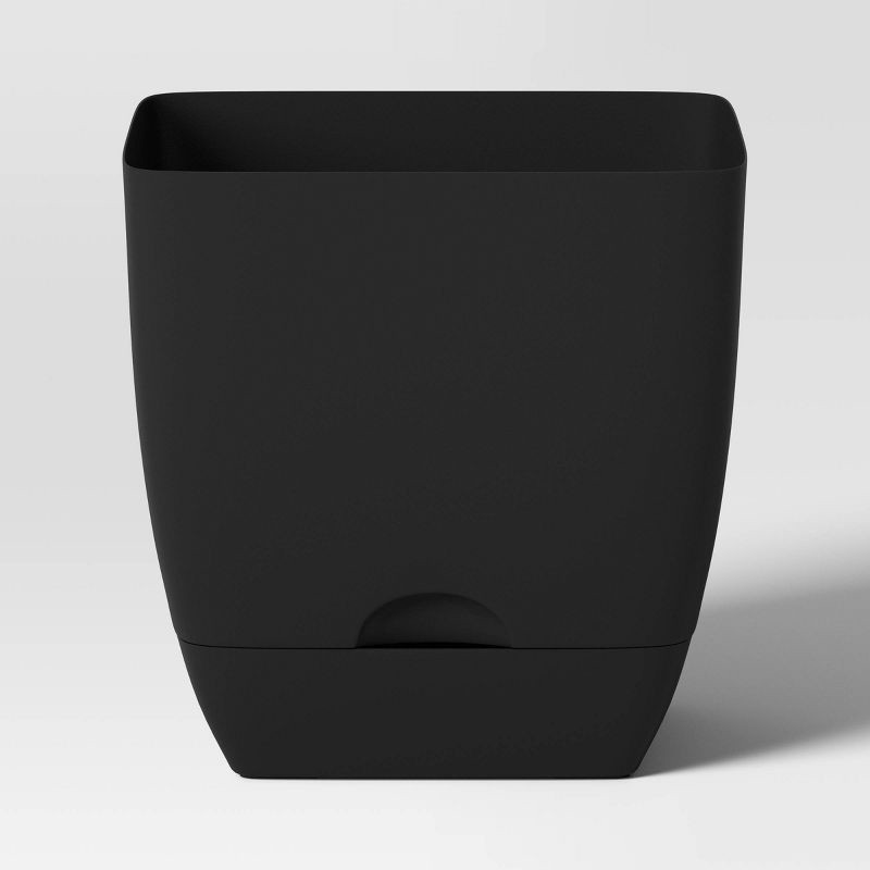 slide 1 of 4, Square Self-Watering Plastic Indoor Outdoor Planter Pot Black 10"x10" - Room Essentials™, 1 ct