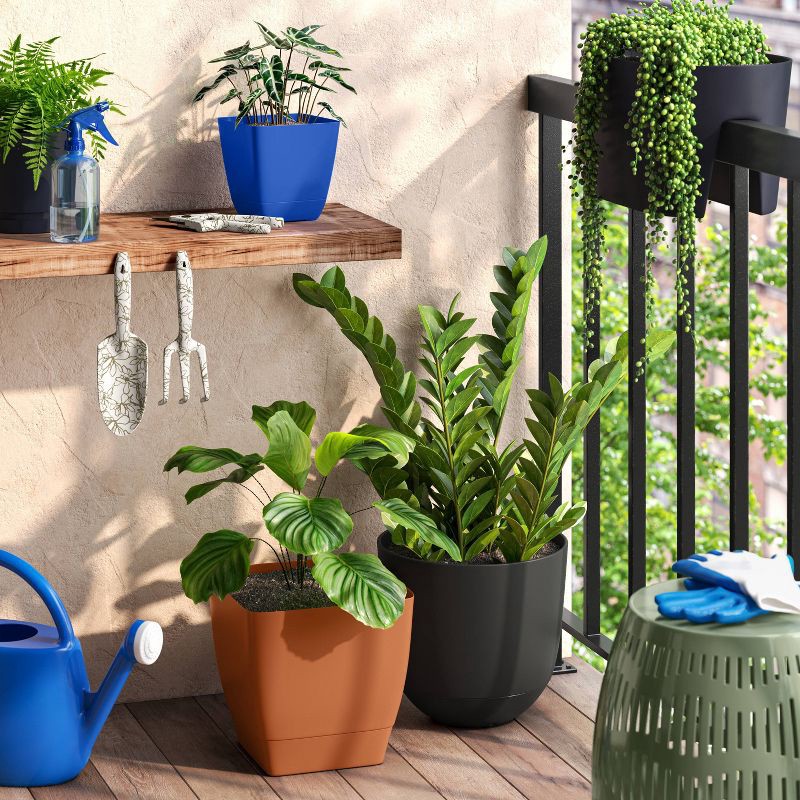 slide 2 of 4, Square Self-Watering Plastic Indoor Outdoor Planter Pot Blue 6"x6" - Room Essentials™, 1 ct