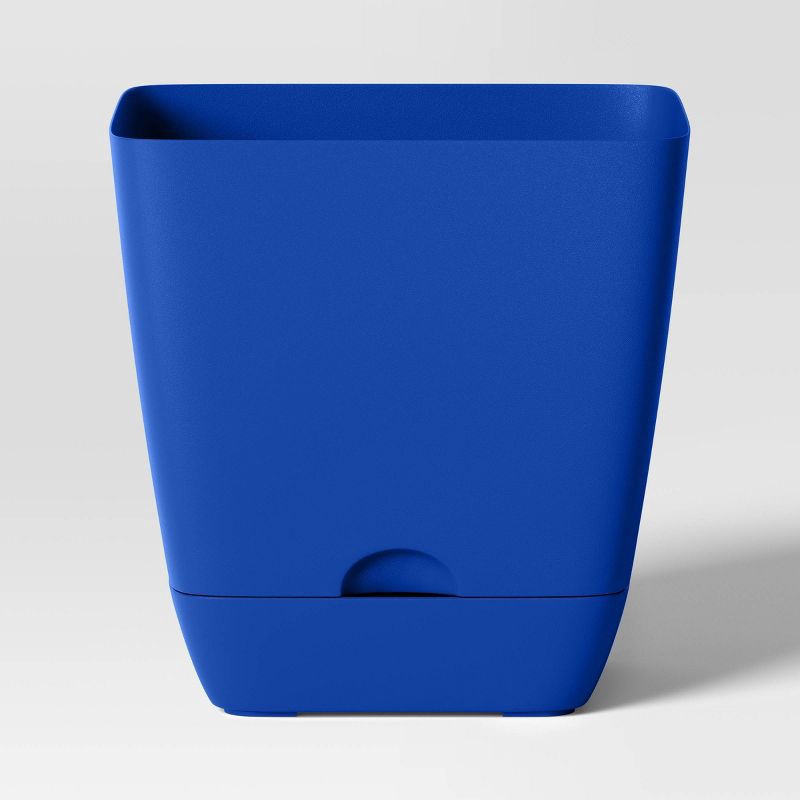 slide 1 of 4, Square Self-Watering Plastic Indoor Outdoor Planter Pot Blue 6"x6" - Room Essentials™, 1 ct