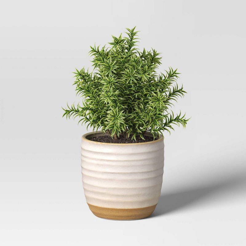 slide 3 of 4, Split Glaze Ceramic Outdoor Planter Pot 10.2"x10.2" White - Threshold™, 1 ct