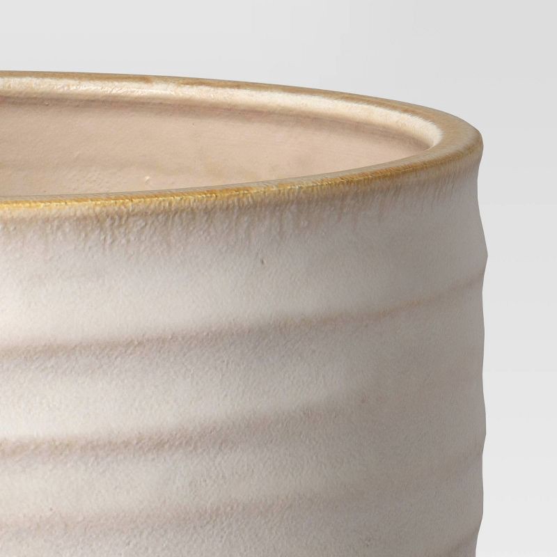 slide 4 of 4, Split Glaze Ceramic Outdoor Planter Pot 10.2"x10.2" White - Threshold™, 1 ct