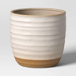 Split Glaze Ceramic Outdoor Planter Pot 10.2"x10.2" White - Threshold™