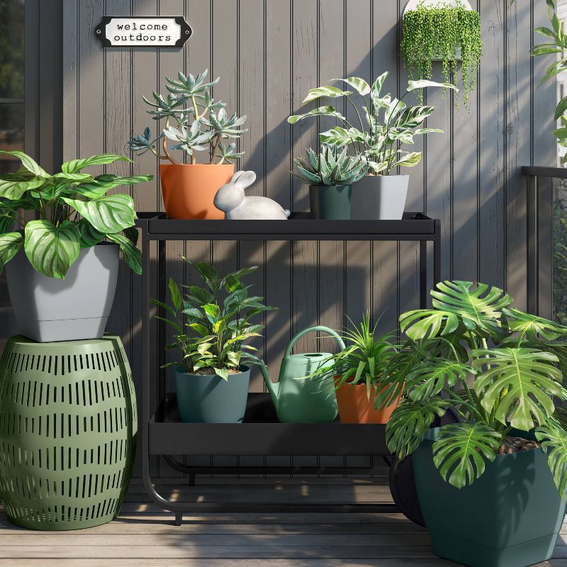 slide 2 of 4, Square Self-Watering Plastic Indoor Outdoor Planter Pot Gray 10"x10" - Room Essentials™, 1 ct