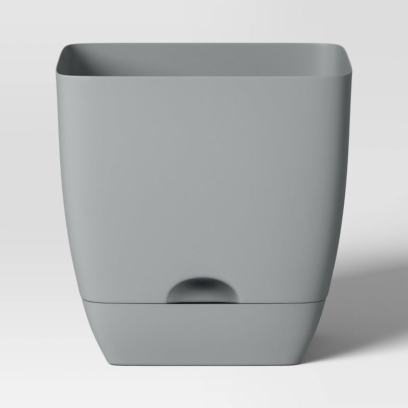 slide 1 of 4, Square Self-Watering Plastic Indoor Outdoor Planter Pot Gray 10"x10" - Room Essentials™, 1 ct