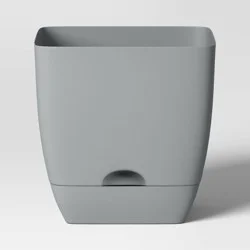 Square Self-Watering Plastic Indoor Outdoor Planter Pot Gray 10"x10" - Room Essentials™
