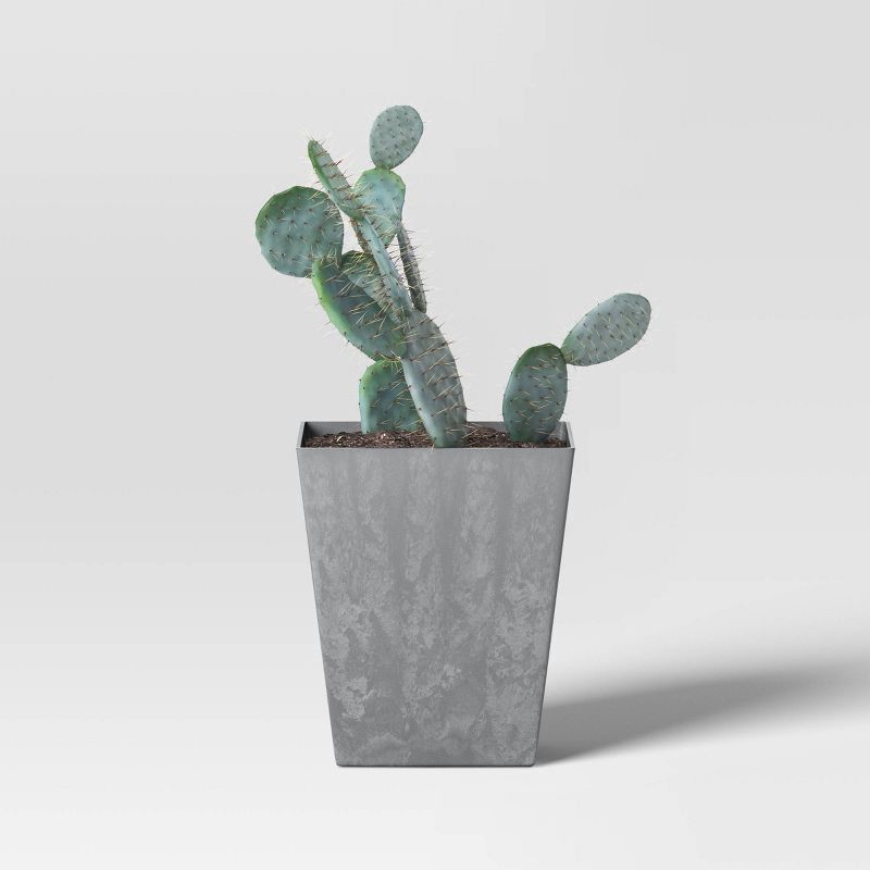 slide 3 of 5, Square Composite Indoor Outdoor Planter Pot 12"x12"x14" Charcoal Gray - Threshold™, 1 ct