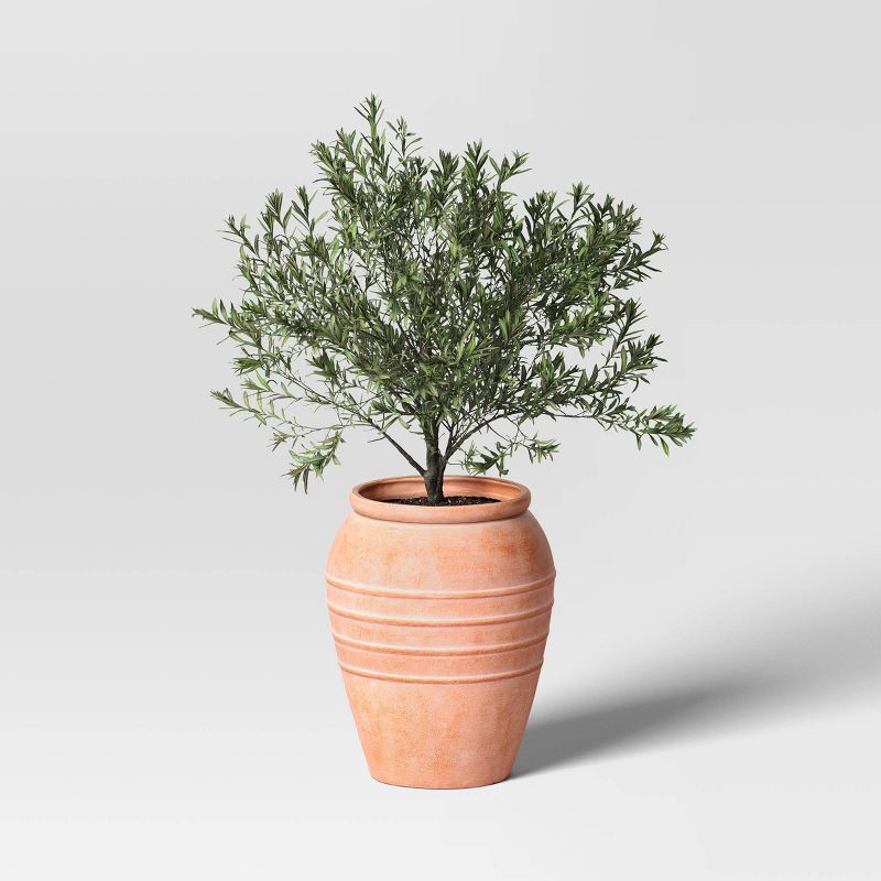 slide 3 of 4, Classic Ribbed Composite Indoor Outdoor Planter Pot 16"x16"x20" Terracotta Pink - Threshold™, 1 ct