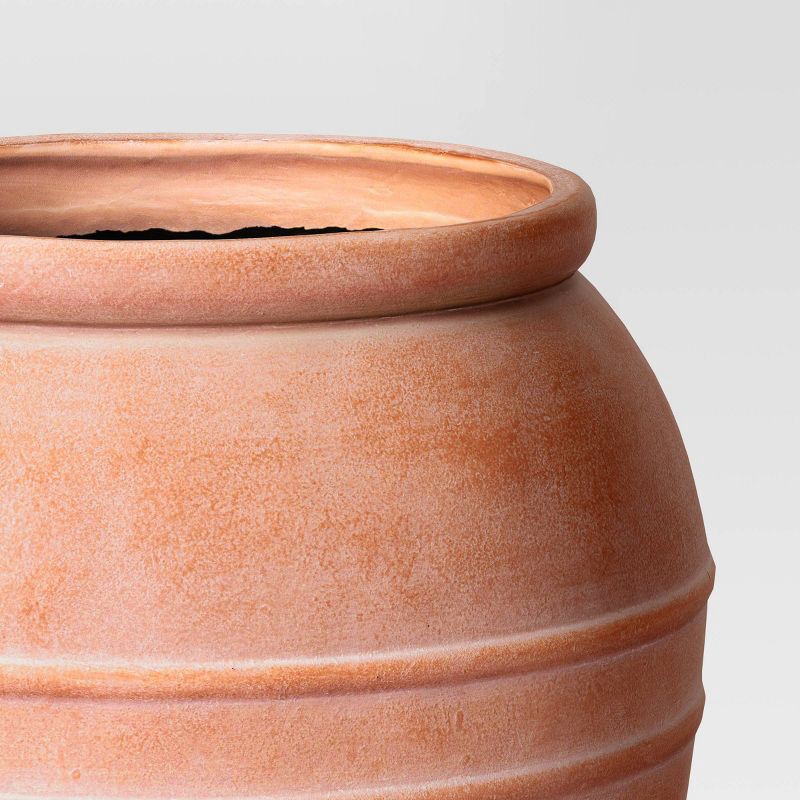 slide 4 of 4, Classic Ribbed Composite Indoor Outdoor Planter Pot 16"x16"x20" Terracotta Pink - Threshold™, 1 ct