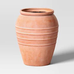 Classic Ribbed Composite Indoor Outdoor Planter Pot 16"x16"x20" Terracotta Pink - Threshold™