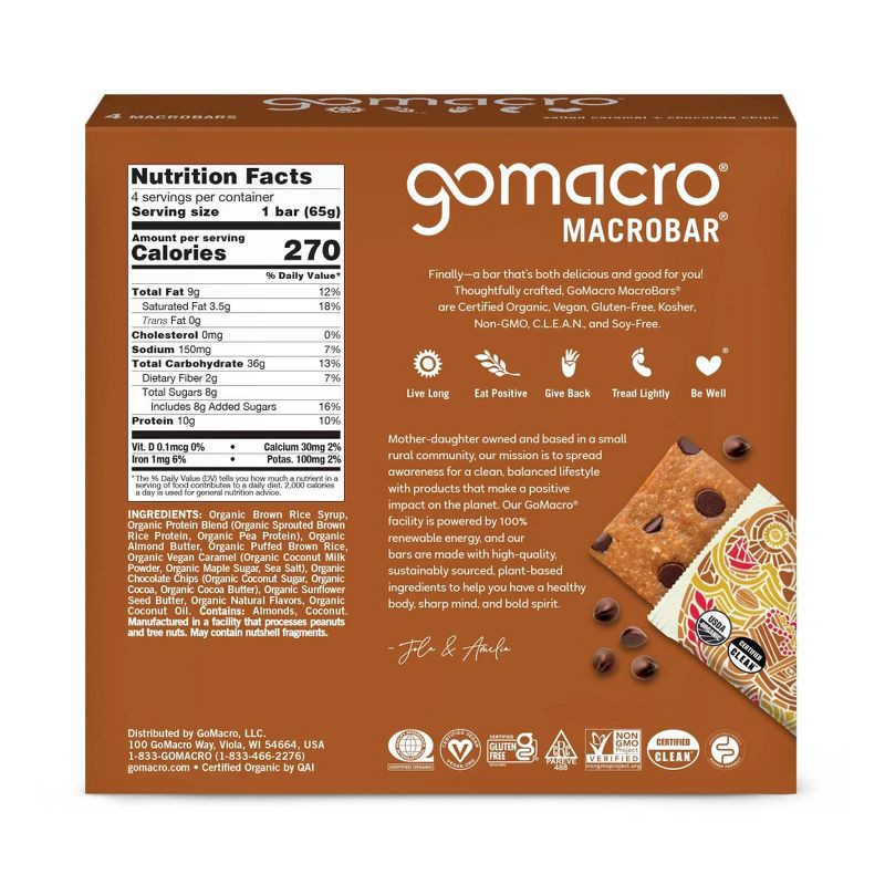 slide 3 of 6, GoMacro Salted Caramel Chocolate Chips MacroBar - 4ct/ 7.1oz, 4 ct, 7.1 oz