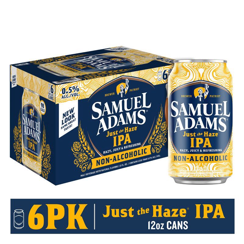 slide 3 of 11, Samuel Adams Sam Adams Just the Haze Non-Alcoholic IPA Beer - 6pk/12 fl oz Cans, 6 ct; 12 fl oz