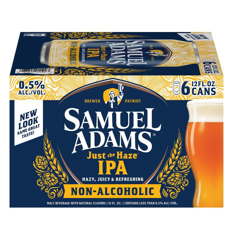 slide 4 of 11, Samuel Adams Sam Adams Just the Haze Non-Alcoholic IPA Beer - 6pk/12 fl oz Cans, 6 ct; 12 fl oz