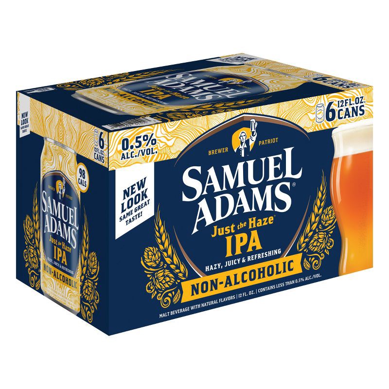 slide 6 of 11, Samuel Adams Sam Adams Just the Haze Non-Alcoholic IPA Beer - 6pk/12 fl oz Cans, 6 ct; 12 fl oz