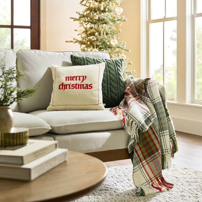 slide 2 of 3, Hearth & Hand with Magnolia Chunky Christmas Plaid Woven Throw Blanket - Hearth & Hand™ with Magnolia, 1 ct