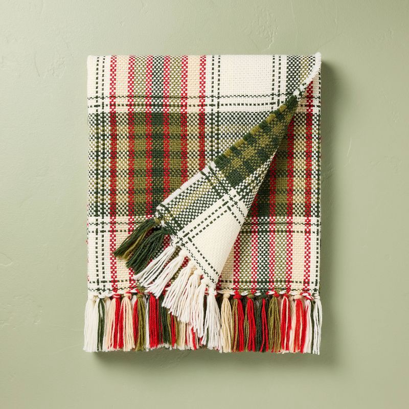 slide 1 of 3, Hearth & Hand with Magnolia Chunky Christmas Plaid Woven Throw Blanket - Hearth & Hand™ with Magnolia, 1 ct