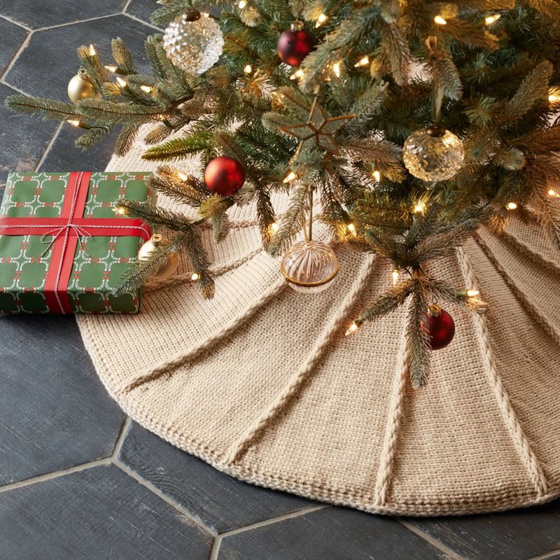 slide 2 of 3, Hearth & Hand with Magnolia 50" Chunky Rib Knit Christmas Tree Skirt Oatmeal - Hearth & Hand™ with Magnolia, 1 ct