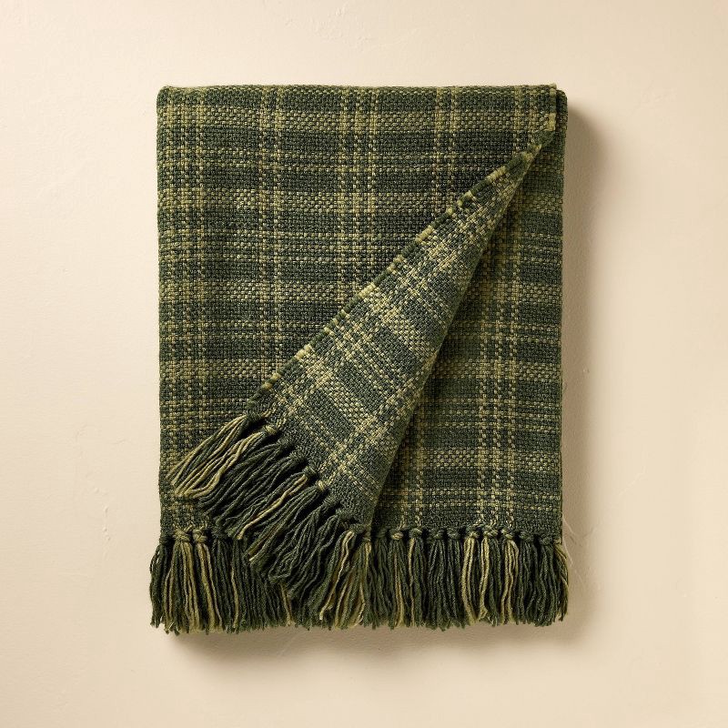 slide 1 of 3, Hearth & Hand with Magnolia Chunky Woven Throw Blanket Tonal Green - Hearth & Hand™ with Magnolia, 1 ct