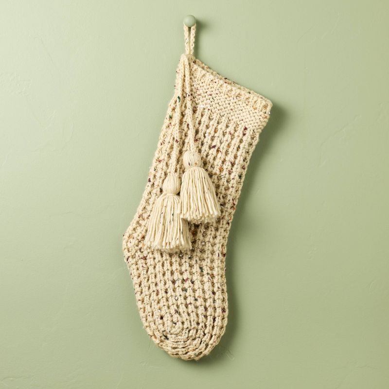 slide 1 of 3, Hearth & Hand with Magnolia Confetti Fleck Waffle Knit Christmas Stocking Oatmeal - Hearth & Hand™ with Magnolia, 1 ct